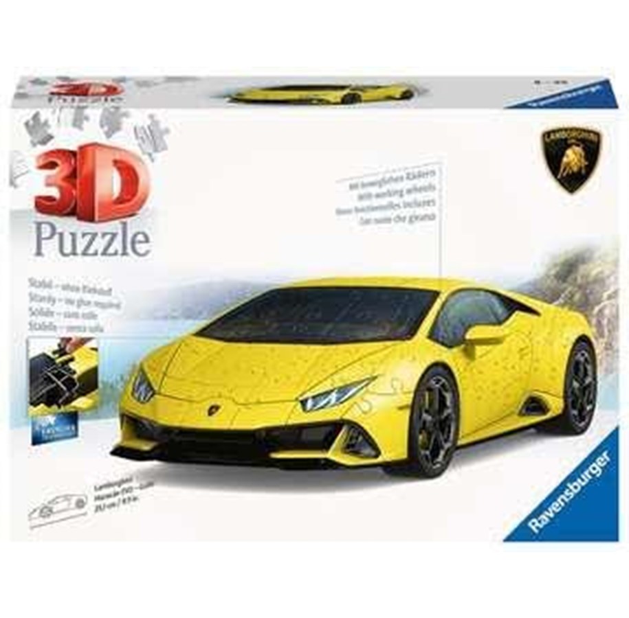 Puslespill - Ravensburger 3D Puzzle Lamborghini Huracan Evo Giallo 108pcs. 3D Puslespill - 115624