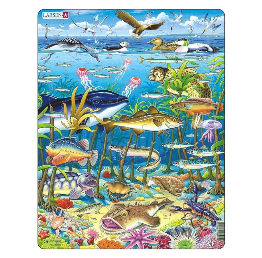 Puslespill - Selecta Play - Larsen Jigsaw Puzzle Animals - Sea Creatures of the North Atlantic Ocean 60 pcs. - LA-FH13