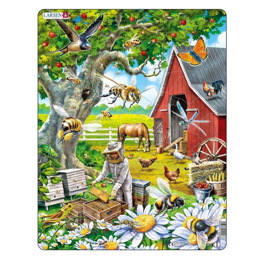 Puslespill - Selecta Play Larsen Jigsaw Puzzle Animals - The Beekeeper at the Bees 53 pcs. Gulv - LA-US39