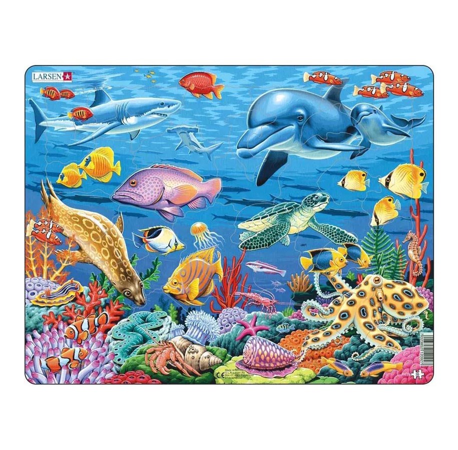 Puslespill - Selecta Play Larsen Jigsaw Puzzle Animals - Coral Reef 35 pcs. Gulv - LA-FH29