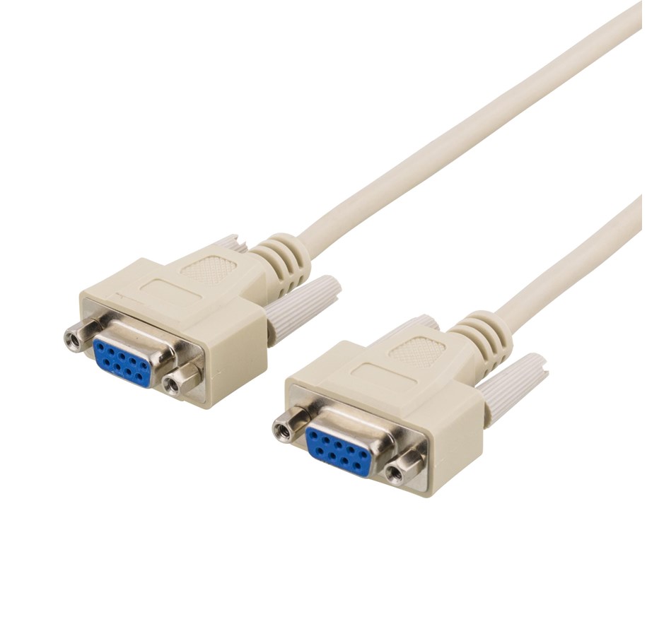 Skjermkabel - Deltaco null modem cable db9 female-db9 female 3.0m serial communication (between two machines) - DEL-25A