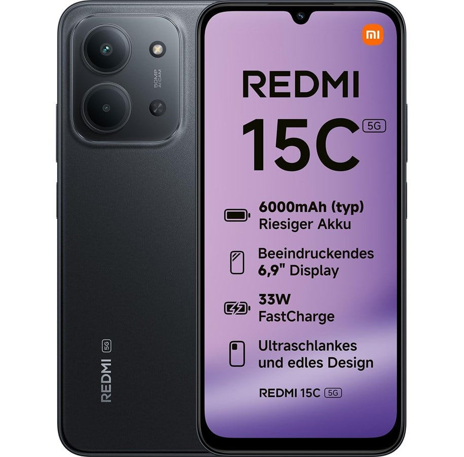 Mobiltelefoner - Xiaomi Redmi 15C 5G 128GB/4GB - Midnight Black *DEMO* - MZB0LINEU