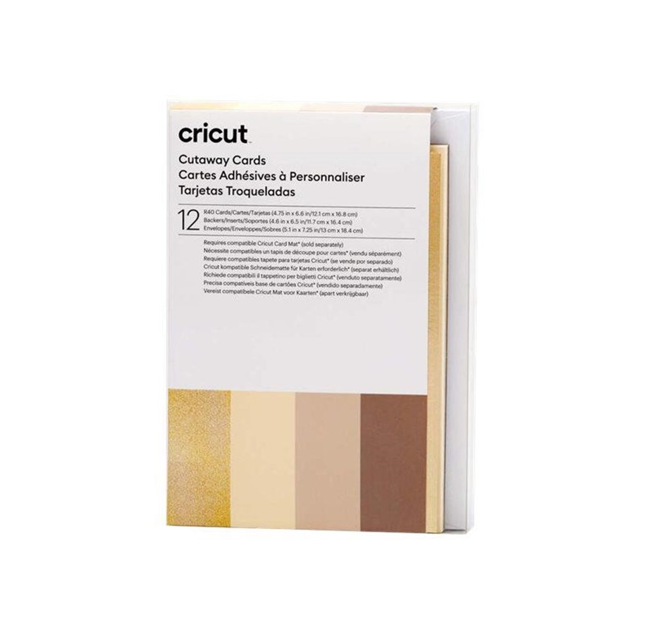 Etikettskriver - Cricut Neutrals Sampler - cutaway card set - grey white khaki cream holographic gold - 2009486