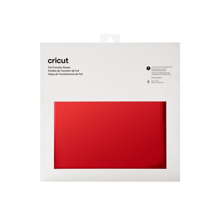 Etikettskriver - Cricut - foil transfer sheet - 30.5 x 30.5 cm - 8 sheets - red - 2008721