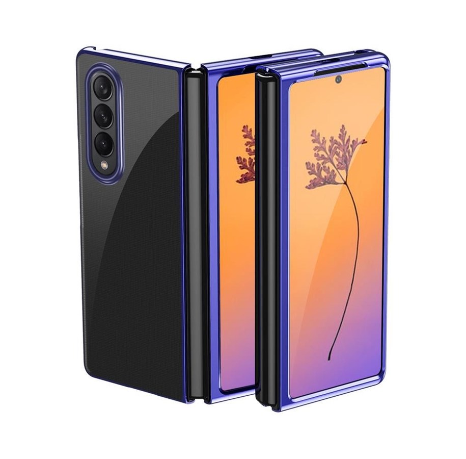 Nettbrett - Deksler og etui - Hurtel Plating Case for Samsung Galaxy Z Fold 4 Cover with a Metallic Frame Blue - 9145576266953