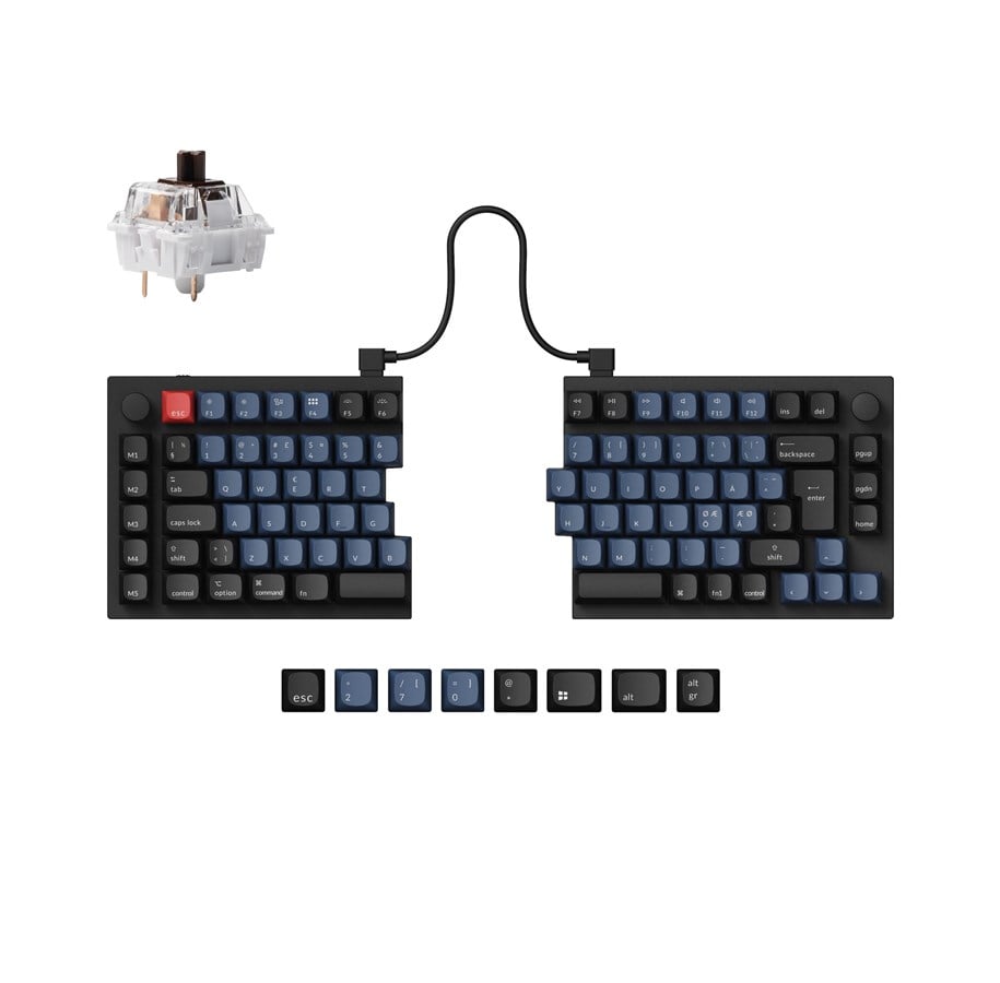Tastatur - Keychron Q11 Split 75% Knob QMK/VIA - Keychron K Pro Brown - Ergonomisk tastatur - Nordisk - Svart - Q11-M3-BO