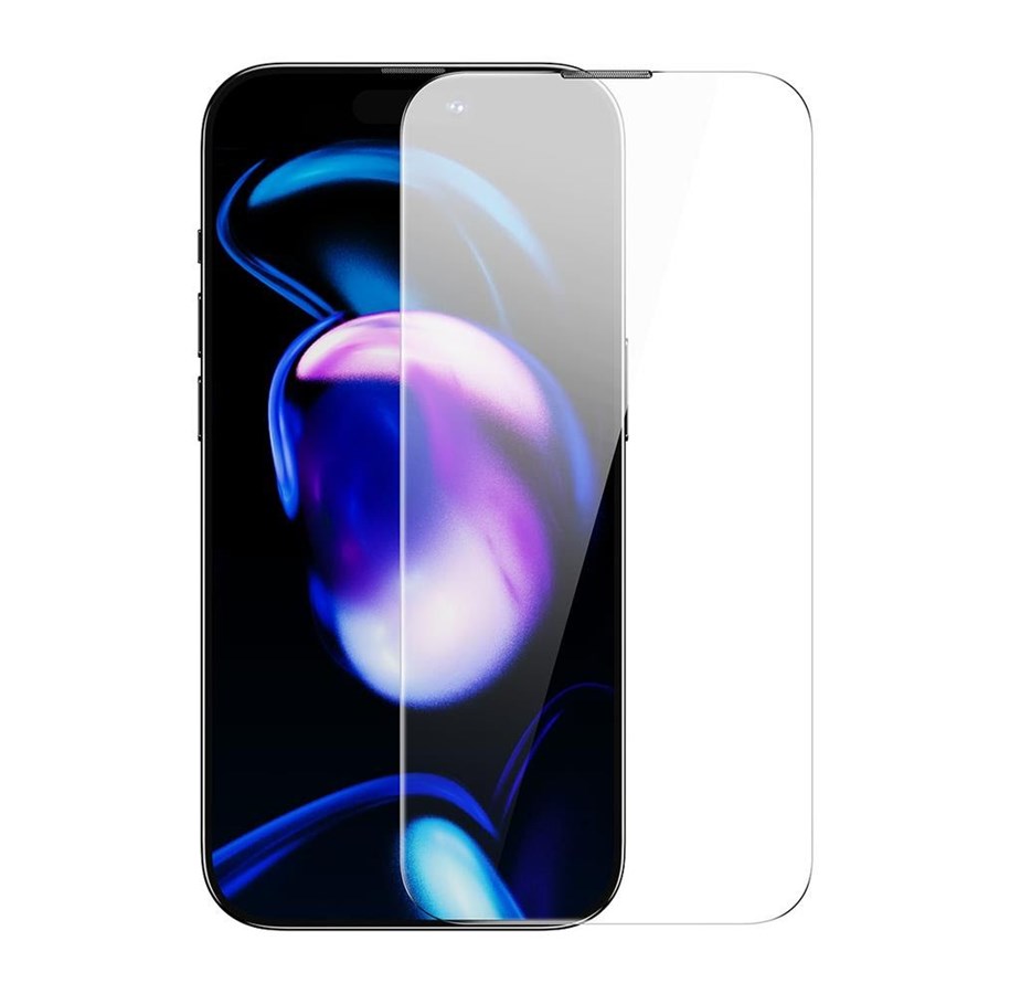 Mobil - Beskyttelsesglass - Baseus Full Screen Tempered Glass for iPhone 14 Pro with Speaker Cover 0.3mm + Mounting Frame - SGXT000402