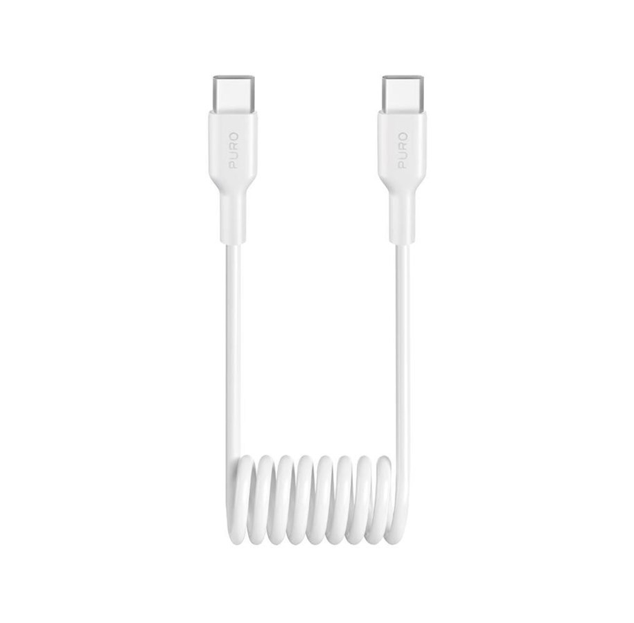 USB - Puro 25W USB-C Spiral Cable - USB-C 1m - White - PUCCC25WSPWHI