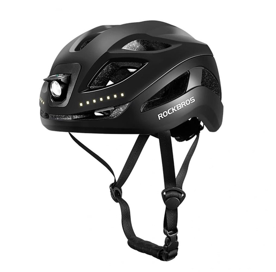 Sykkellys - Rockbros ZK-077 Bike Helmet with Integrated Multi-Directional Lighting 57-61 cm - Black - Rockbros-10110035001