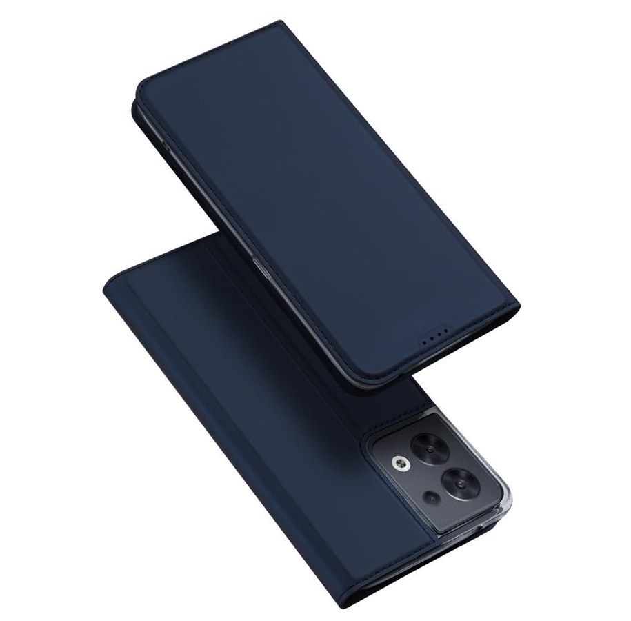 Mobil - Deksel og etui - Dux Ducis  Skin Pro Case Oppo Reno 8 Flip Cover Card Wallet Stand Blue - 6934913033111