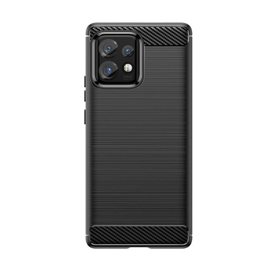 Mobil - Deksel og etui - Hurtel Carbon Case Silicone Case for Motorola Edge 40 Pro - Black - 5907769358661