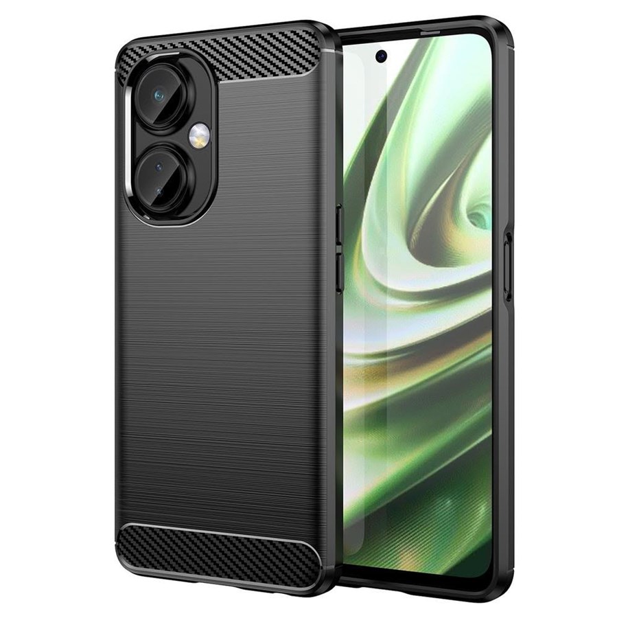 Mobil - Deksel og etui - Hurtel Carbon Case for OnePlus Nord CE 3 Flexible Silicone Carbon Cover Black - 9145576274651