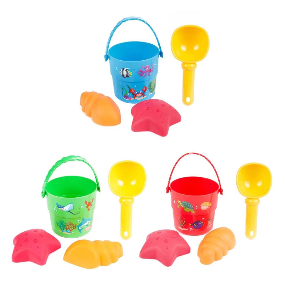 Utendørsleker - Toi-Toys Play Out Mini Beach Set Bucket Shovel and Shapes 4pcs. - 42526Z