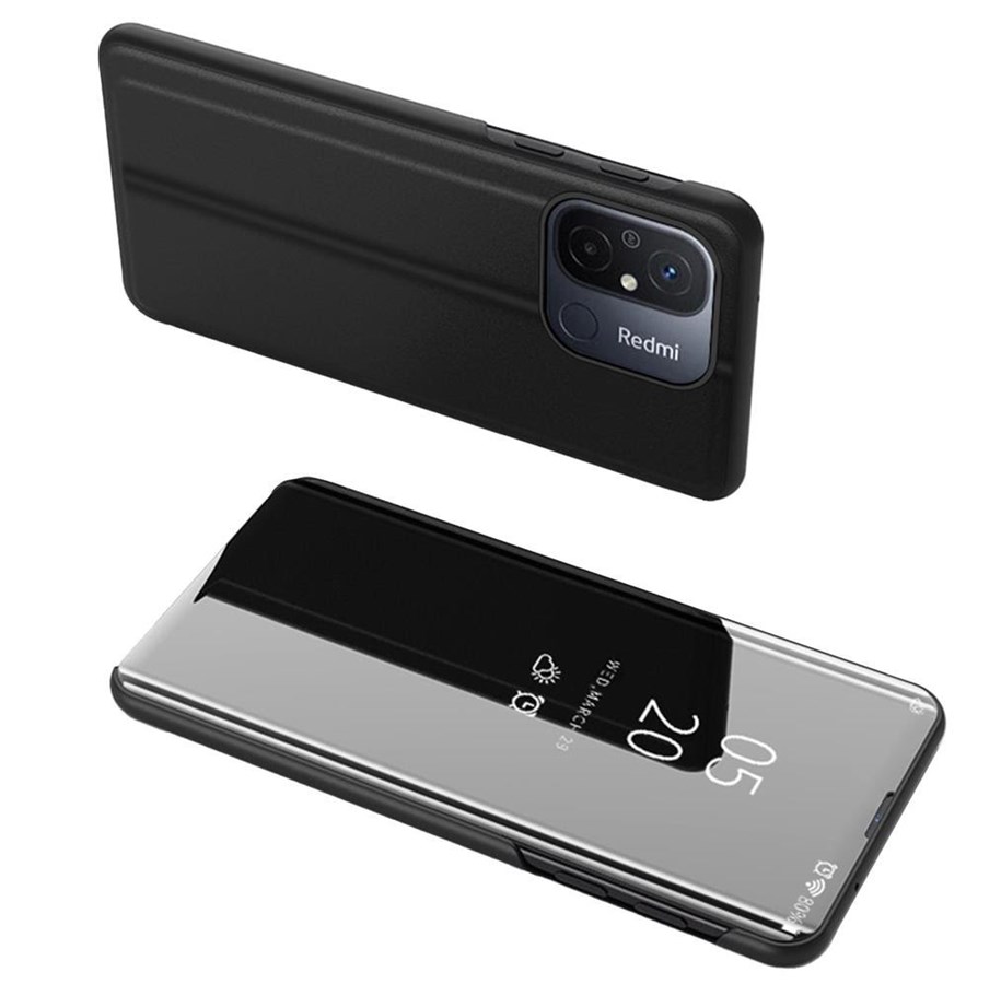 Mobil - Deksel og etui - Hurtel Clear View Case cover for Xiaomi Redmi 11A / Poco C55 / Redmi 12C Flip Case Black - 9145576275986