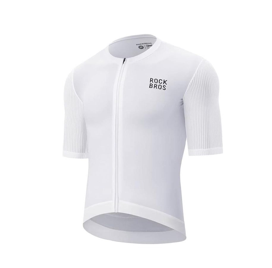 Sykkelutstyr - Rockbros 15200025 Short Sleeve Cycling Jersey Size L - White - Rockbros-15200025011