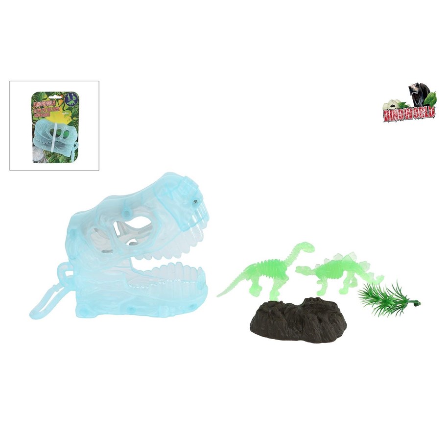 Leketøy - Trend Toys 3D Dinosaur 11cm glow in the dark with keychain with 2 dino's 2 asst. 8cm. - 201068