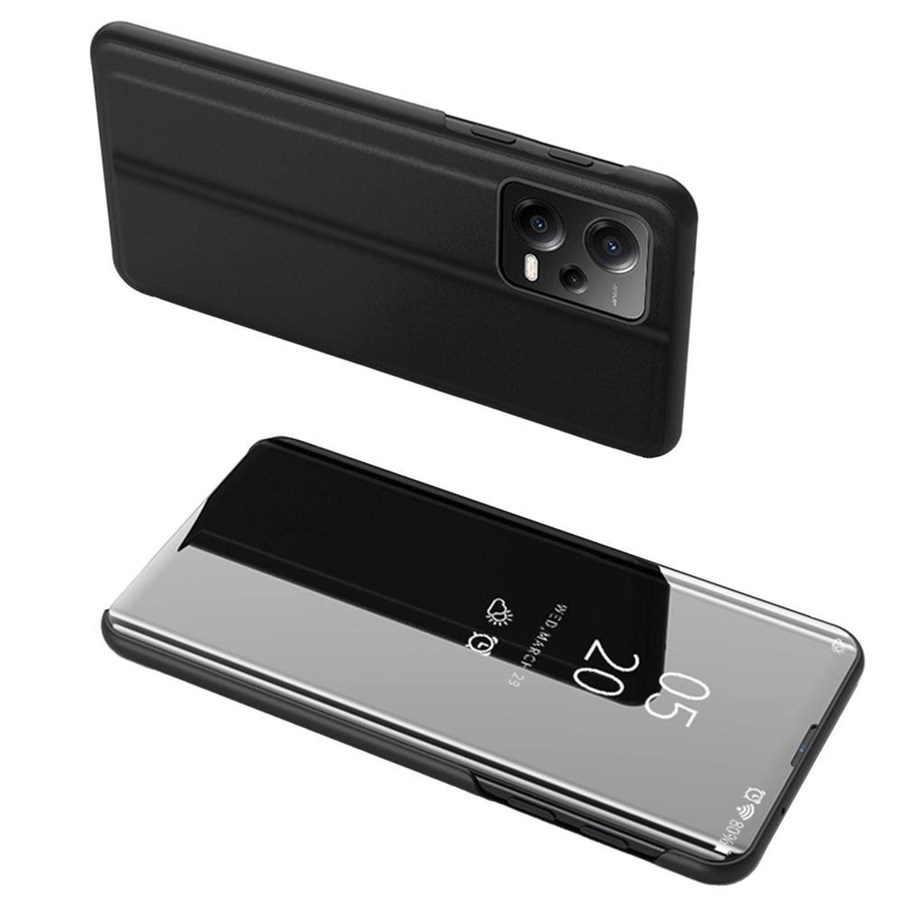 Mobil - Deksel og etui - Hurtel Clear View Case Cover for Xiaomi Redmi Note 12 Pro+ with a Flip Cover Black - 9145576276075