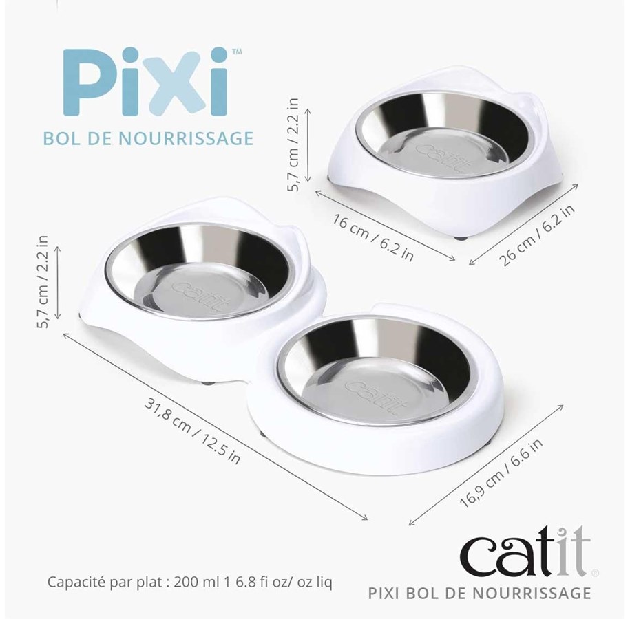 Katt - Catit Pixi Foderskål Dobbelt Hvid - 43875