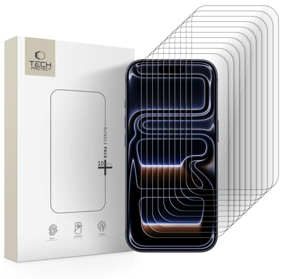 Mobil - Beskyttelsesglass - Tech-Protect Glass  Bundle 10-pack for iPhone 16 Pro / 17 / 17 Pro - 5906302335725