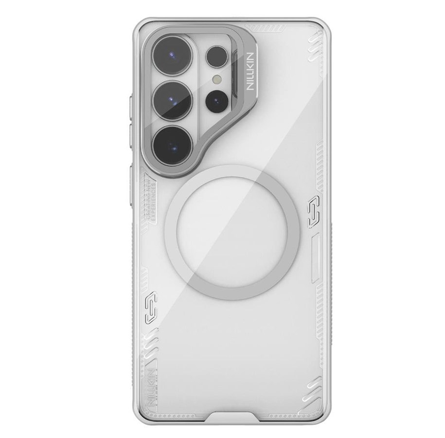 Mobil - Deksel og etui - Nillkin  Iceblade Prop Magnetic Case with Camera Cover and Stand MagSafe Compatible for Samsung Galaxy S26 Ultra - Clear Grey - 6902048307063