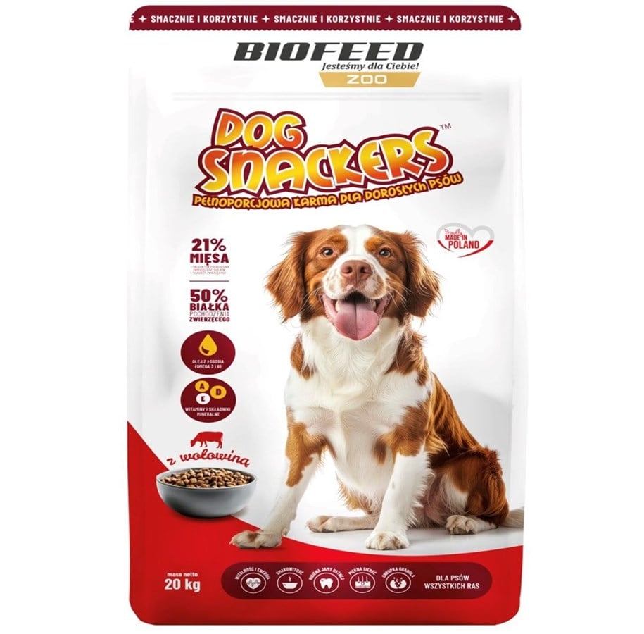 Hund - Biofeed Dog Snackers Adult medium & large Beef - dry dog food - 20kg - 5906744523131