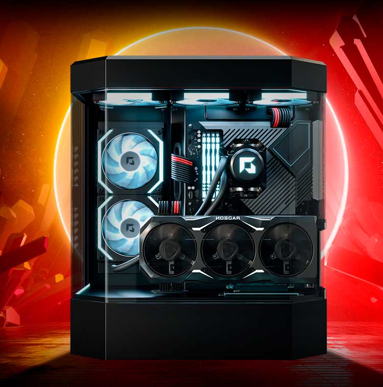 En high-end gaming-PC utstyrt med AMD-maskinvare