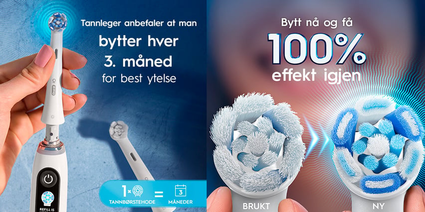 Oral-B iO børstehoved udskiftning – tandlæger anbefaler skift hver 3. måned for 100% effektiv rengøring