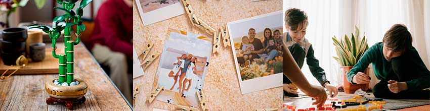 En LEGO-plante, personlige fotominner og et brettspill skaper hygge og gir en personlig touch til familiens nye hjem.