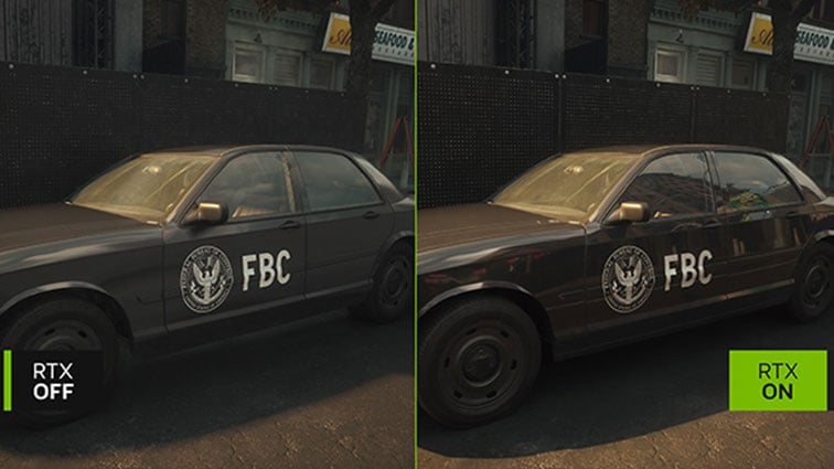 NVIDIA GeForce RTX – Control Resonant grafikk sammenligning med RTX OFF og RTX ON – realistisk ray tracing på FBC bil