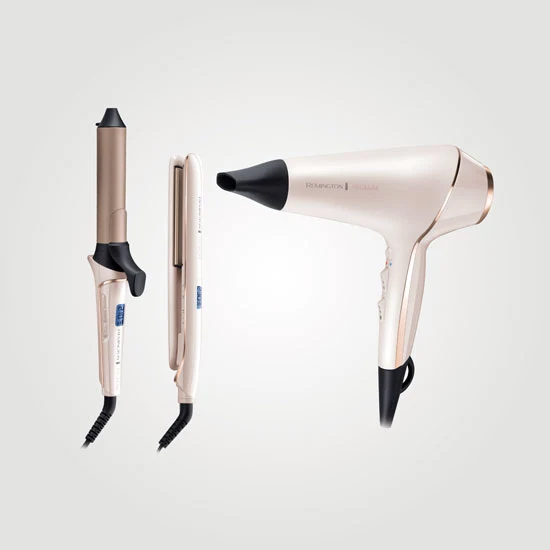 Remington styling – rettetenger, krølltenger og hårfønere med keratin og varmebeskyttelse