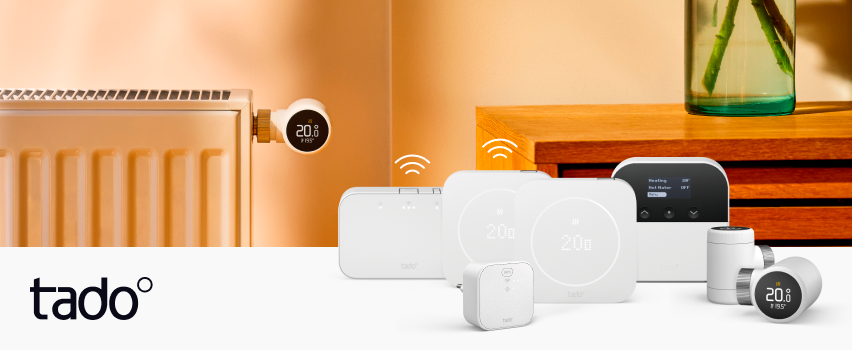 tado° smarte termostater, radiatortermostater og trådløs bridge for intelligent varmestyring i hjemmet
